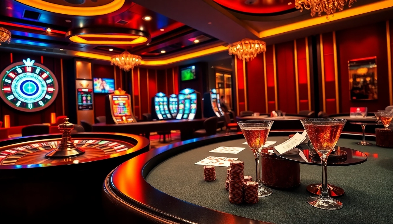 Gamblers enjoying a vibrant casino experience at uu88.com, featuring tables and gaming elements.