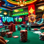Experience the excitement of bem88 at a luxurious casino poker table, with high-stakes gameplay and vibrant atmosphere.
