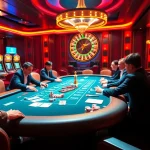 Experience thrilling action at fa88 casino with poker and roulette tables illuminated by vibrant lights.