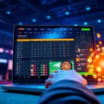 Sports betting interface illustration of sbobet.dance showcasing vibrant colors and user interaction.