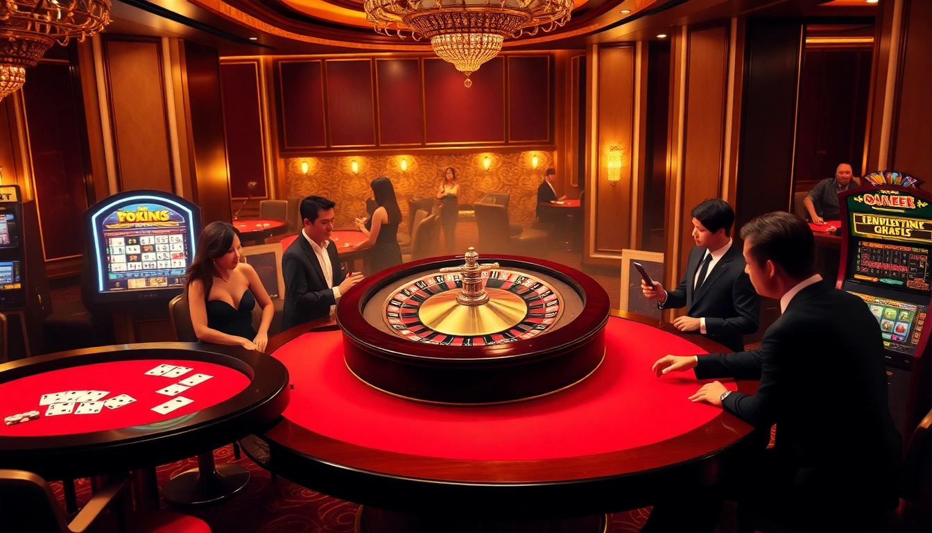 Players enjoying thrilling casino games at 1haywin.us.com, surrounded by a luxury atmosphere.