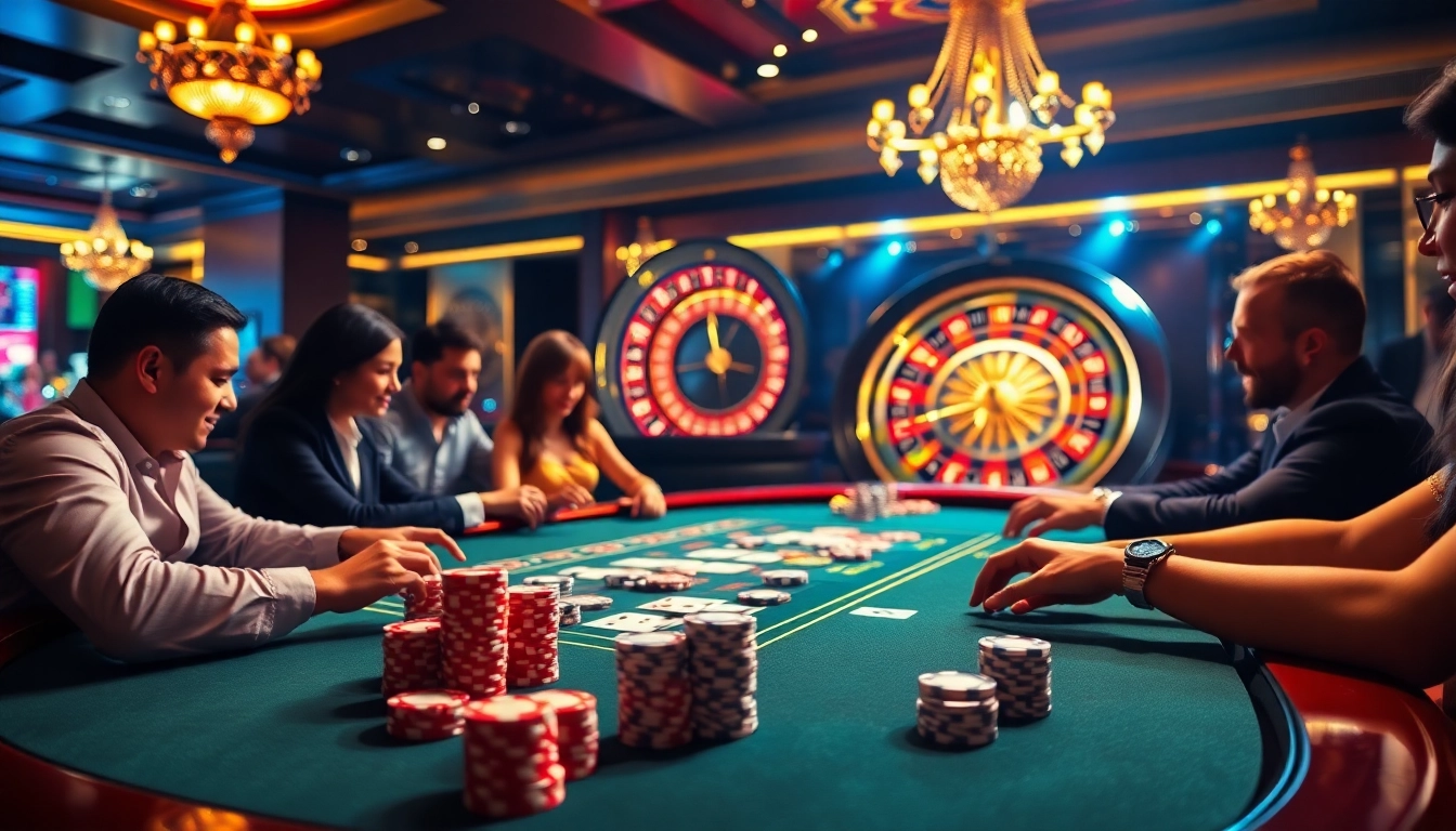 Kuwin players enjoying an engaging poker game at a luxurious casino table.