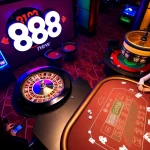 Players enjoying an exciting blackjack game at 888new's luxurious casino tables.