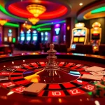 Gameplay excitement at a casino with TR88-themed poker chips and vibrant roulette table.