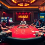 Experience high-stakes poker at mm88, featuring vibrant casino tables and engaging players.
