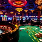 Experience the thrill of gambling at okkingok.net with vibrant casino tables and players engaging in poker.