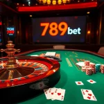 Exciting roulette action at 789bet with vibrant chips and cards on the table.