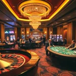 NK88 players enjoying high-stakes poker at a luxurious casino table, immersed in the excitement.