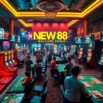 Engaging scene of players at NEW88 online casino showcasing excitement and diversity in gambling.