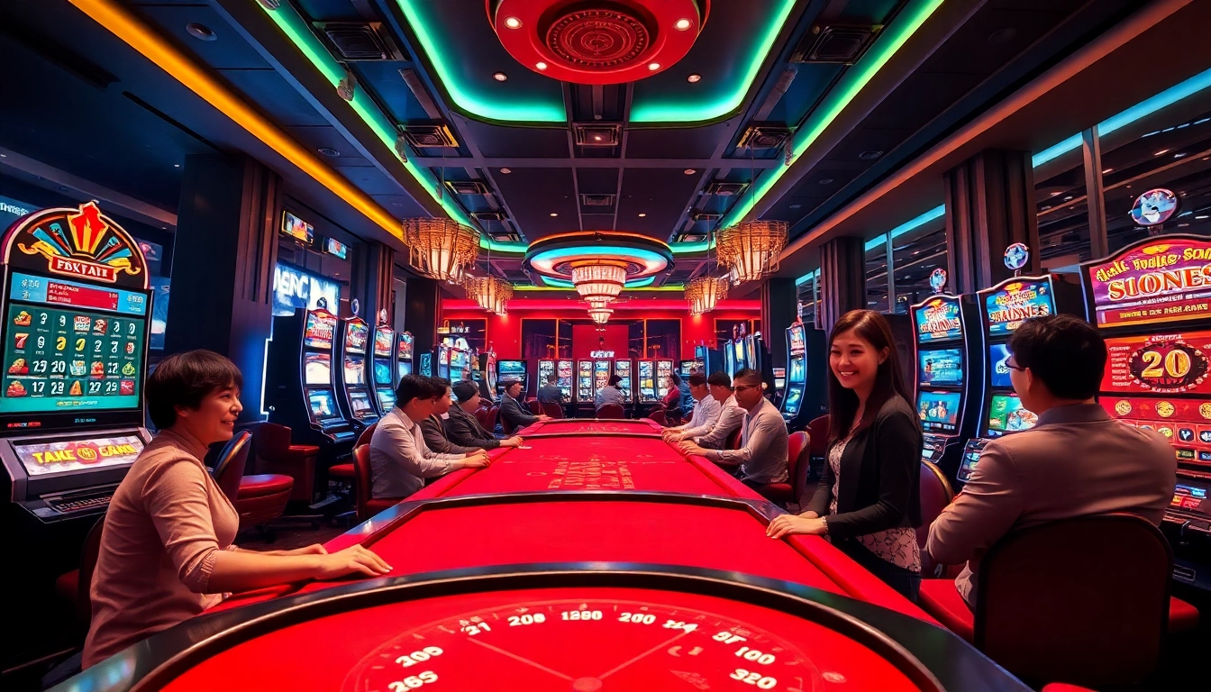 Experience dynamic online gaming at tk88win.live with engaging casino scenes and excited players.