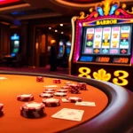 Experience thrilling gameplay at MM88 with vibrant poker chips on a luxurious casino table.