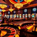 Gamblers enjoy the excitement of casino games at hm88.studio with vibrant slot machines and tables.