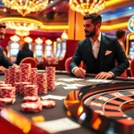 Exciting scene of casino gambling featuring MK 8 betting action with poker chips and roulette wheel.