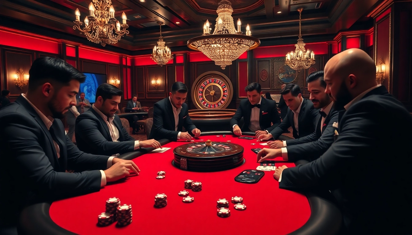 Male players enjoying high-stakes poker at the MAN CLUB casino.