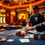 Experience high-stakes excitement at a luxurious kp88 poker table with cards and chips.