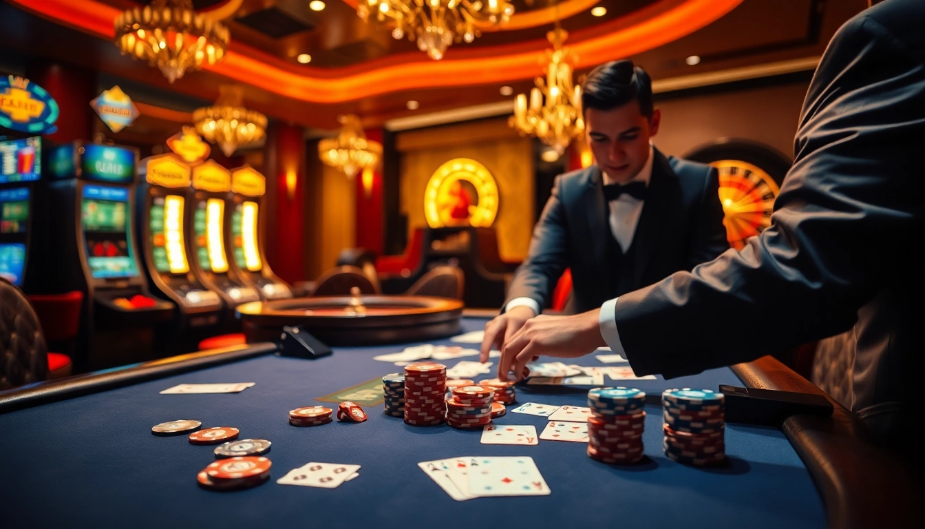 Experience high-stakes excitement at a luxurious kp88 poker table with cards and chips.