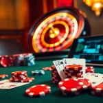 Experience thrilling action at https://rr88.navy/ with poker chips and playing cards on a luxurious casino table.