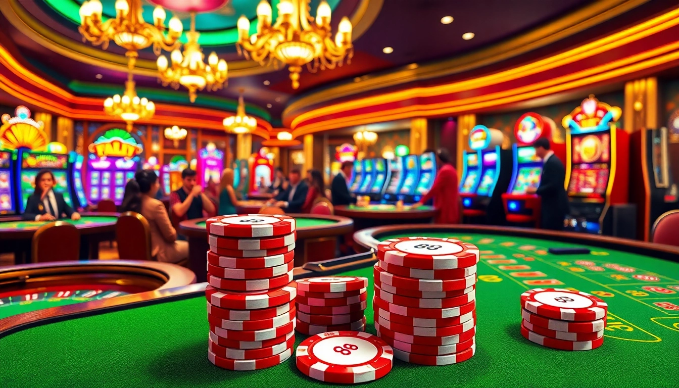 Experience the excitement at Good88 with vibrant casino chips on a luxury gaming table.