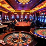 KJC players enjoying high-stakes poker at an upscale casino table with vibrant chips.