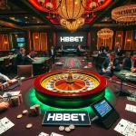 Experience thrilling gameplay at HBBET Casino with exciting roulette tables and vibrant poker chips.