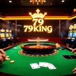 Experience thrilling gameplay at 79King's luxurious casino with poker chips and roulette.