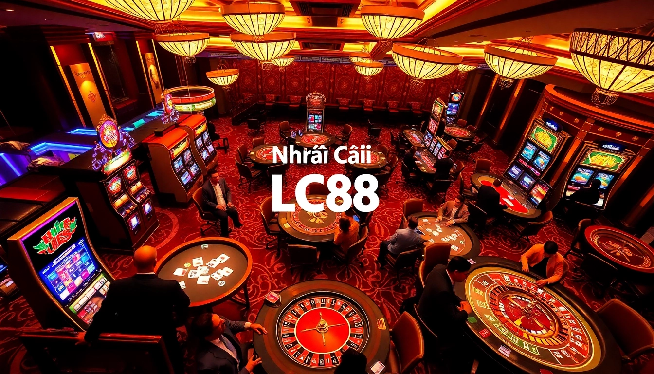 Exciting casino action at Nhà Cái LC88 with players engaging in table games and slots.