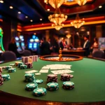 Engaged players at an LC88 poker table, enjoying a thrilling casino atmosphere with vibrant colors.