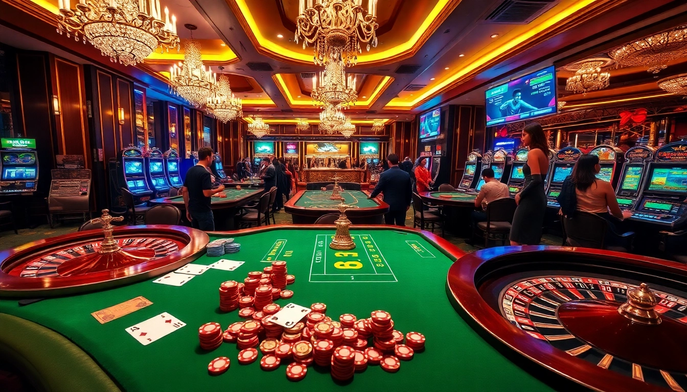 Experience the thrill of gaming at thabet77 casino with vibrant tables and excited players.