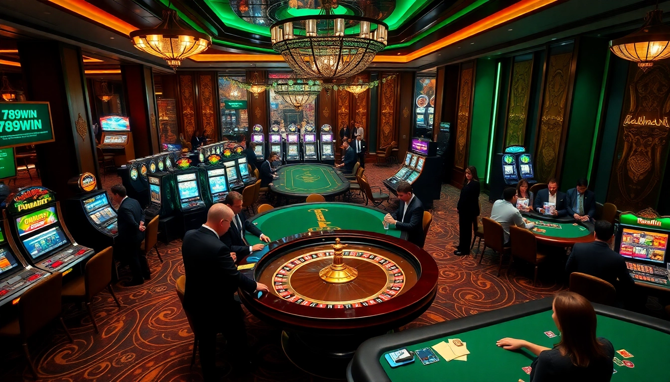 Experience the thrill of gambling at 789win with luxurious casino tables and vibrant atmosphere.