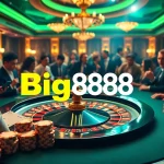 Engaged players enjoying casino excitement at a Big888 roulette table with poker chips.