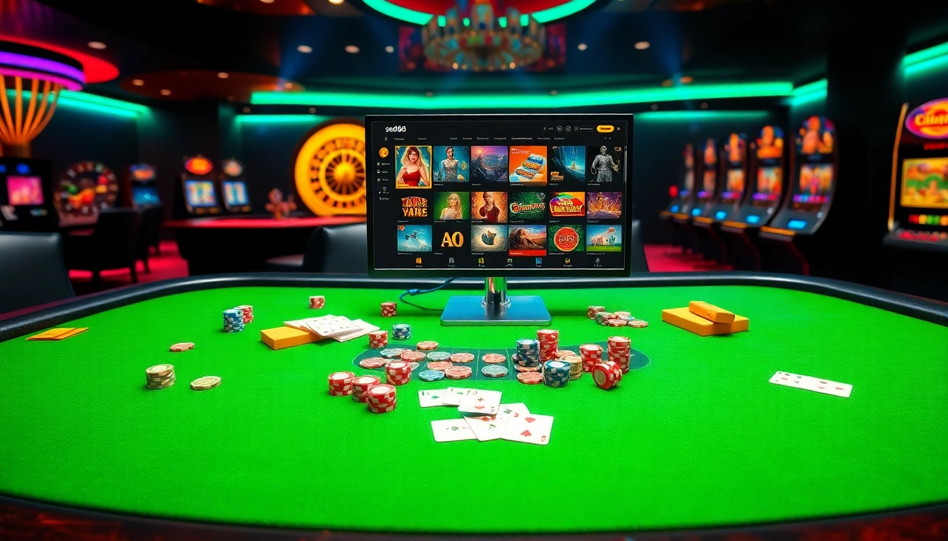 Experience the excitement of sodo66 with luxury gaming elements including roulette, cards, and slots.