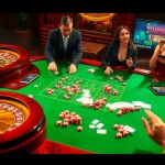 Experience high-stakes play at https://777vip.dev/ with players enjoying luxurious casino elements like poker chips and roulette wheels.