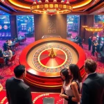 Excited gamblers engaging at a luxurious casino featuring xo88 games and vibrant atmosphere.