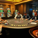 Kuwin poker table game with players and vibrant casino atmosphere
