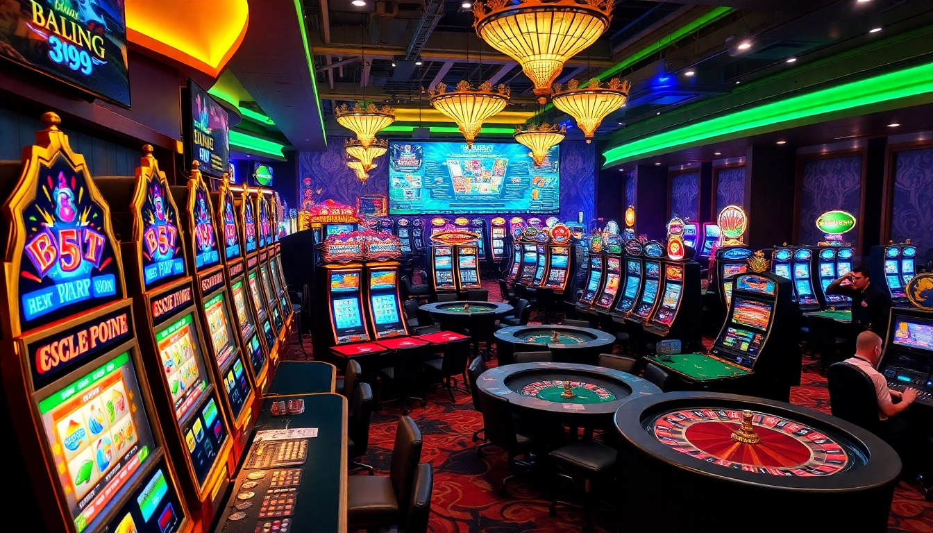 Spin to win at https://www.slots899.com/ – a dazzling casino scene filled with slot machines!