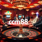 Players enjoying an exciting moment at the cm88.com casino table, focused on roulette and poker.