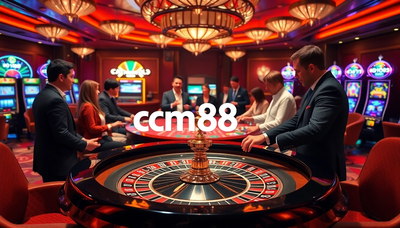 Players enjoying an exciting moment at the cm88.com casino table, focused on roulette and poker.