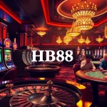 Players enjoying the excitement of HB88 at a vibrant casino with slots and poker tables.