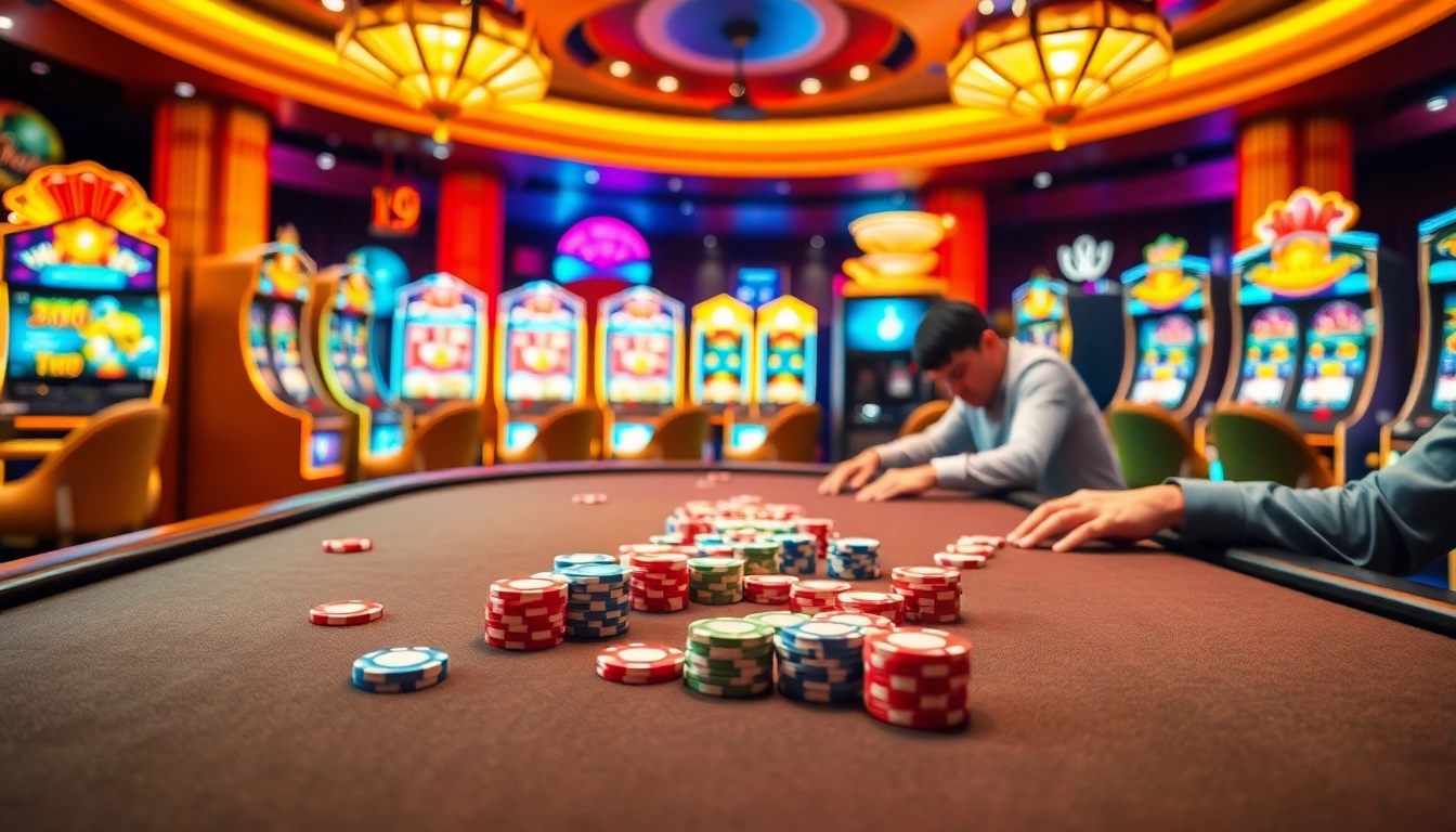 Players strategize at a casino poker table, enhancing their 99win experience with focus and excitement.
