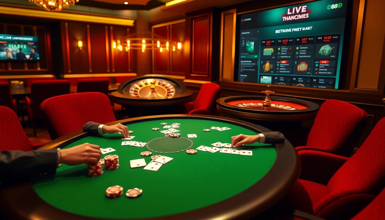 Engage in thrilling gameplay at nhà cái 888new, featuring vibrant poker games with chips and cards in action.