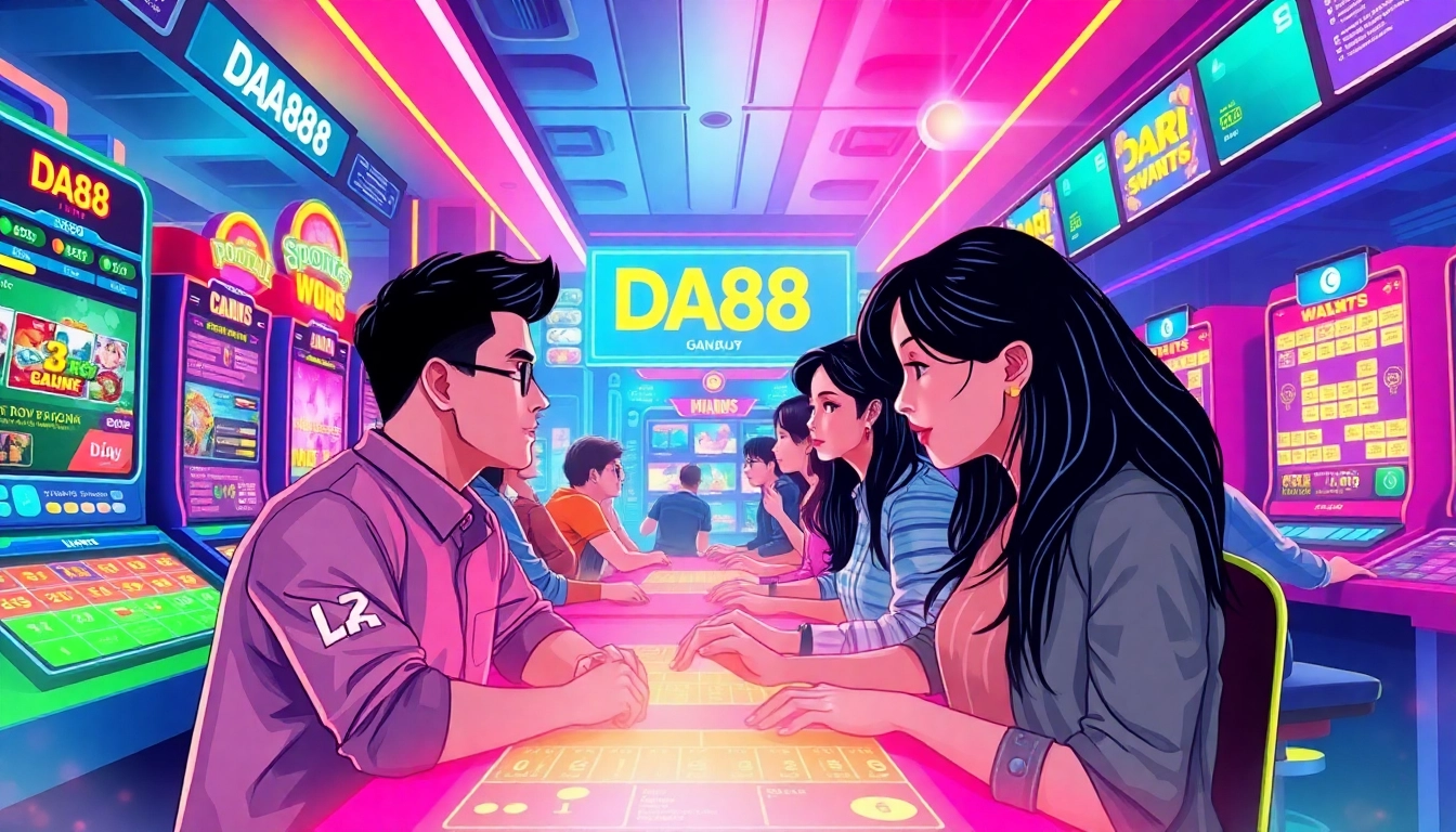 DA88 online gaming experience with players enjoying various casino games in a vibrant digital environment.
