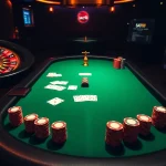 Exciting poker scene showcasing SAO789 with vibrant casino tables and betting options.