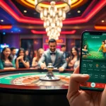 Luckywin casino scene featuring players engaged with slot machines and a roulette table.