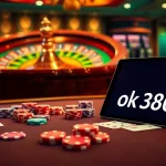 Experience the thrill of ok8386 at a luxurious casino table filled with chips and cards.