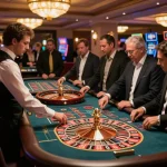 Exciting roulette action at https://vmax99.vip/ as players place bets and strategize in a vibrant casino atmosphere