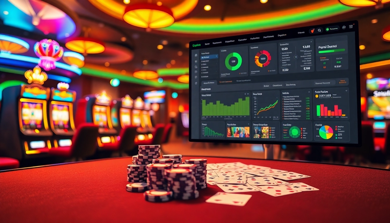 Exciting online gambling platform showcasing vibrant casino elements, promoting 包网 services for future success.