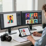 Image to prompt generator workspace showcasing AI image processing tools and vibrant previews.