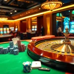 Experience the excitement of rich gambling action at rikvip with vibrant poker tables and a dynamic roulette wheel.