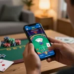 Playing poker on the 789 club app in a cozy living room setting