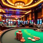 Experience the thrilling action of MM99 casino gaming with vibrant slot machines and poker tables.